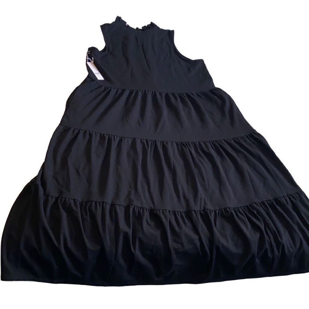 Chicos NWT $159 Midi Dress Tiered Ponte Solid Black All Occasions/ Seasons Sz 12 - Picture 5 of 13